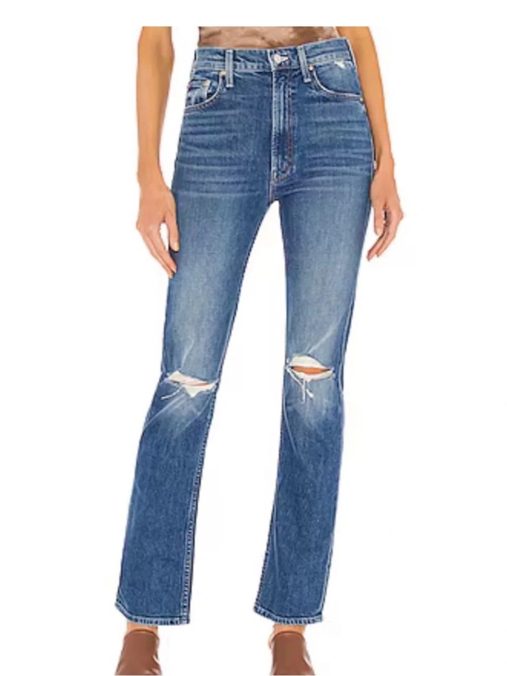 NWT MOTHER Superior The High Waisted Rider Skimp Jeans Playing With Scissors